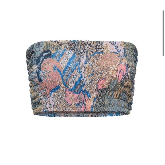 MISA Los Angeles Roksana‎ Bandeau Chiffon Top S Blues & Pinks - Picture 6 of 10